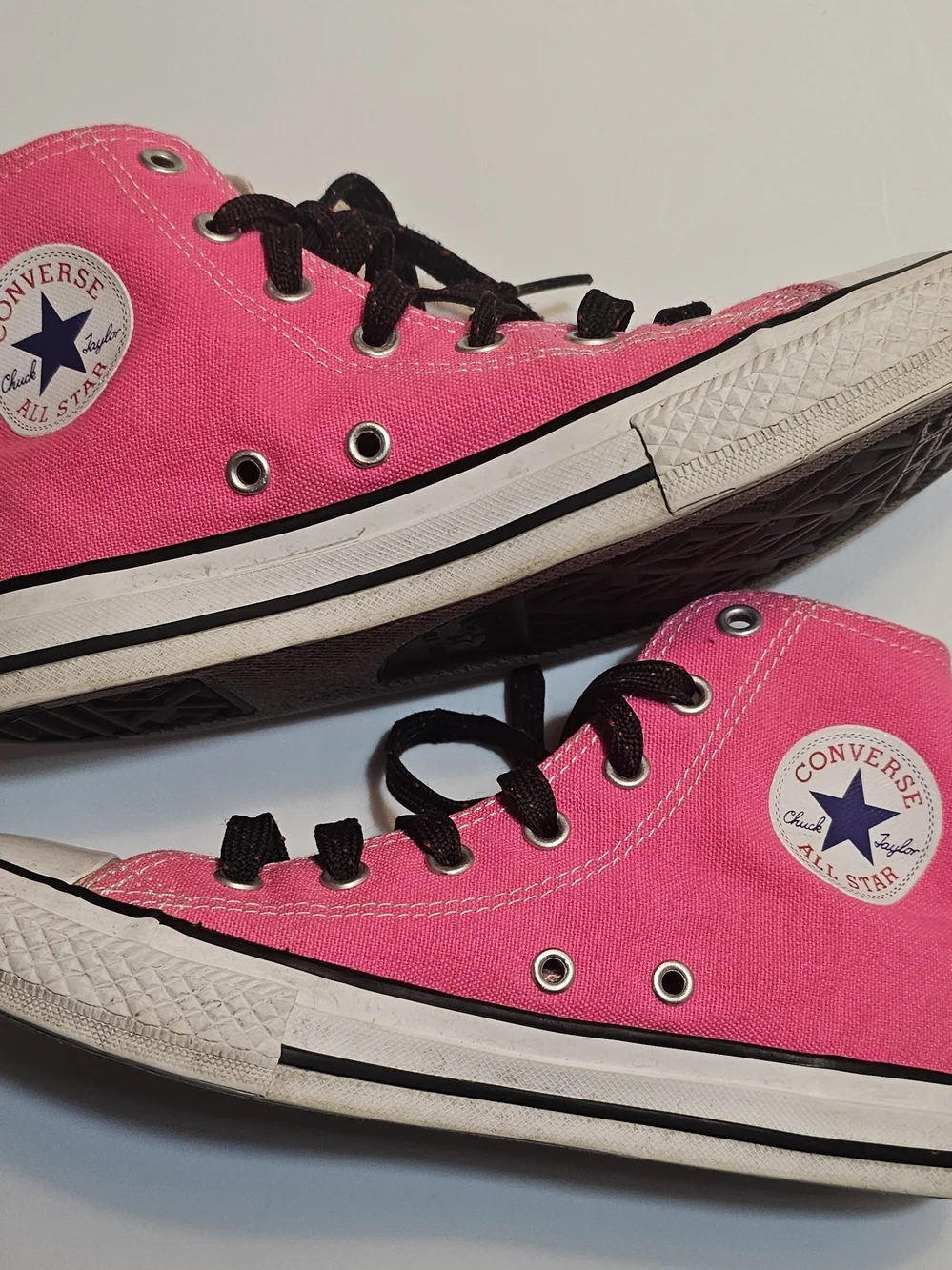 Converse Hot Pink High-Top Canvas Sneakers with Black Laces